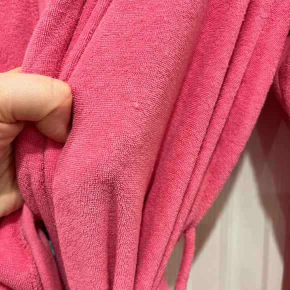 RALPH LAUREN Terry Cloth Bathrobe Hot Pink Green Gingham Womens Size XS Small - Picture 7 of 9